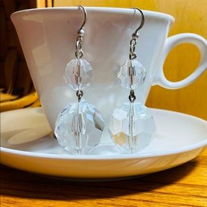 Antique Art Deco Faceted Quartz Crystal Earrings